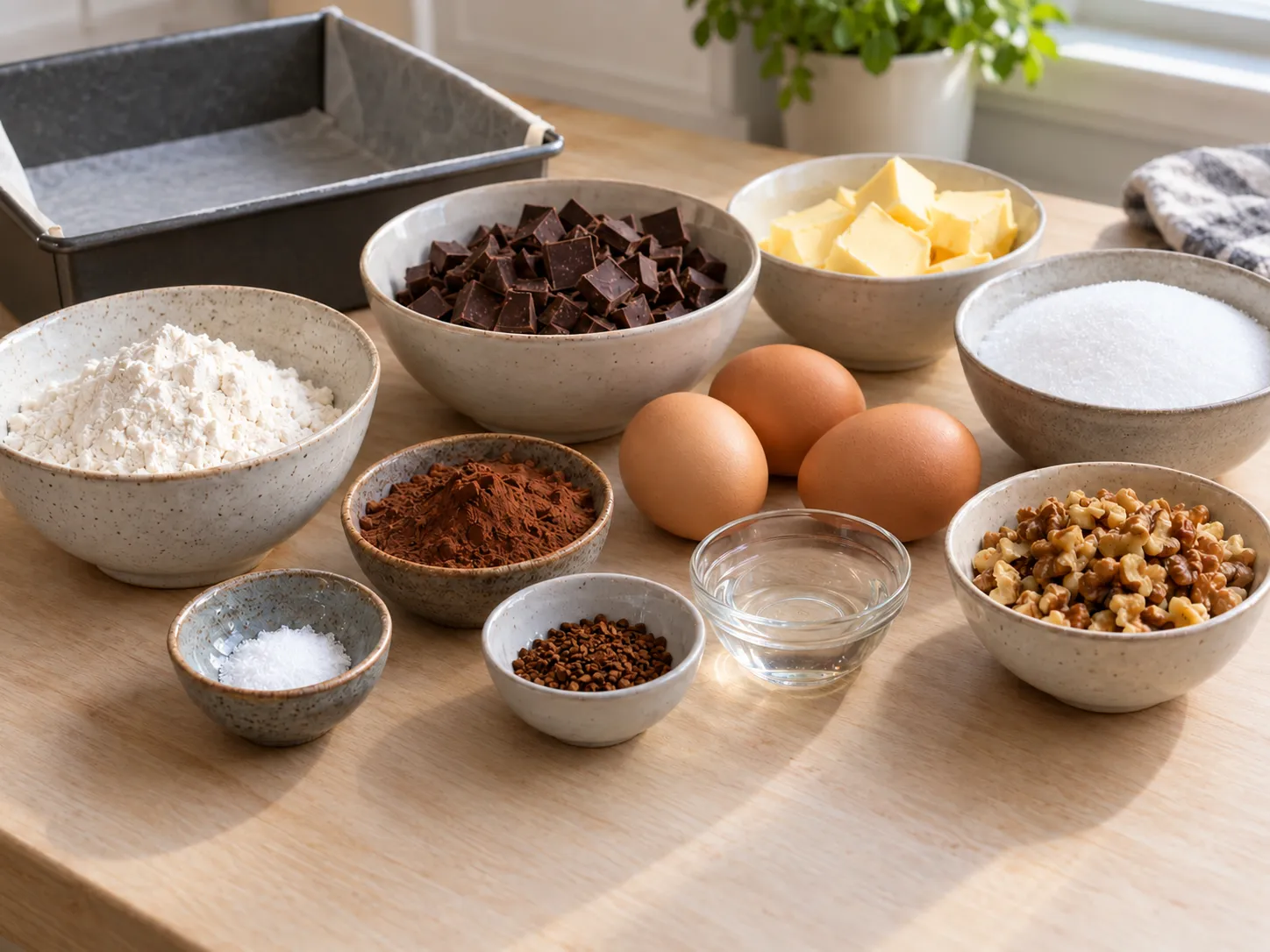 dark chocolate, chopped, unsalted butter, softened, granulated sugar, large eggs