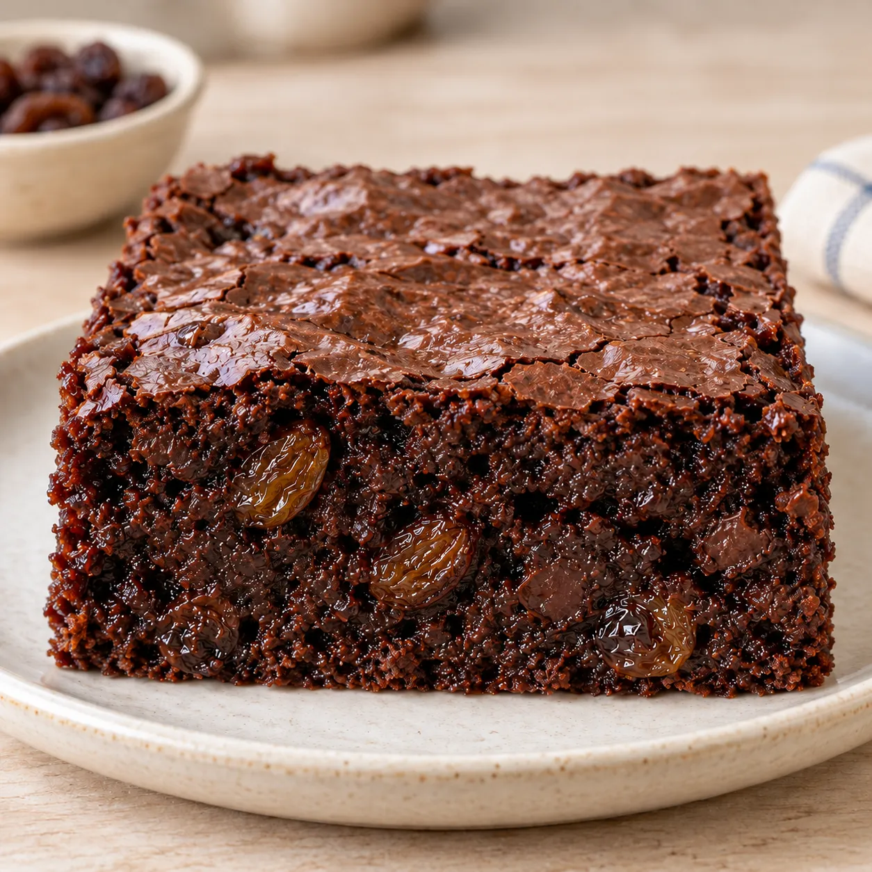 Brownies with vanilla and raisins