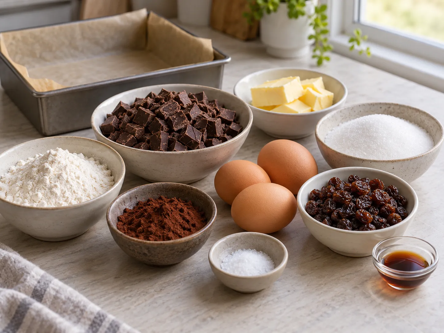 dark chocolate, chopped, unsalted butter, softened, granulated sugar, large eggs