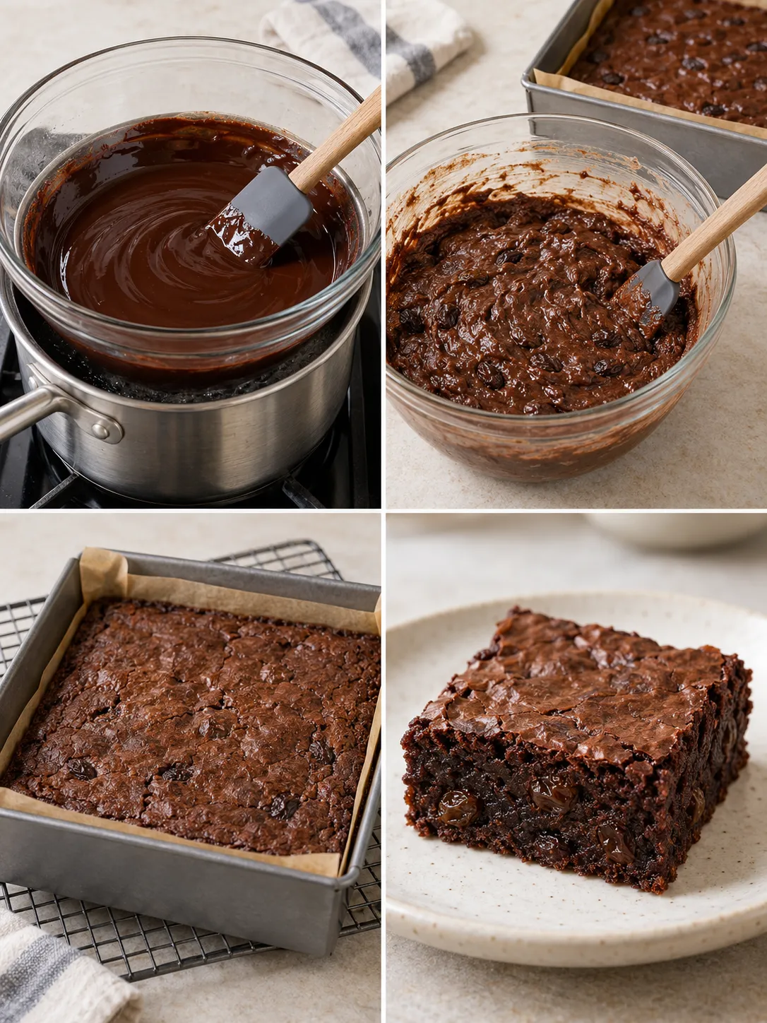 Brownies with vanilla and raisins