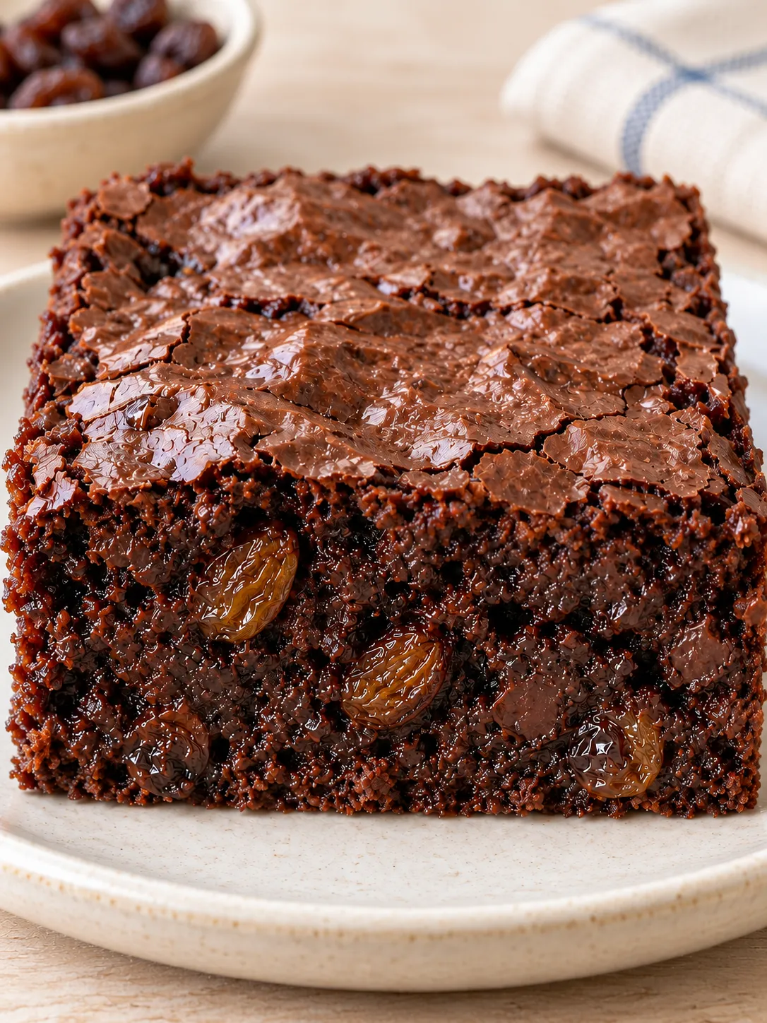 Brownies with vanilla and raisins