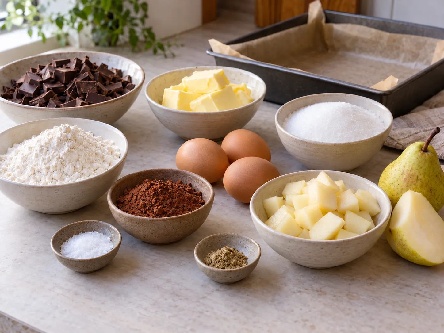 dark chocolate, chopped, unsalted butter, softened, granulated sugar, large eggs