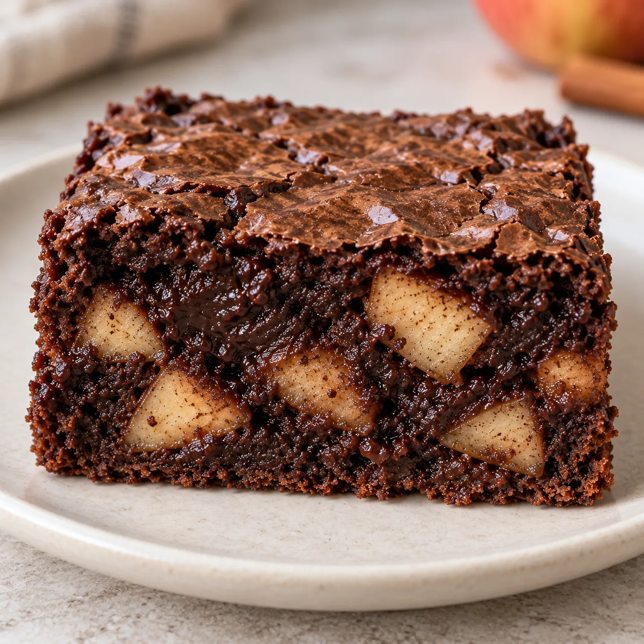 Brownies with cinnamon and apple