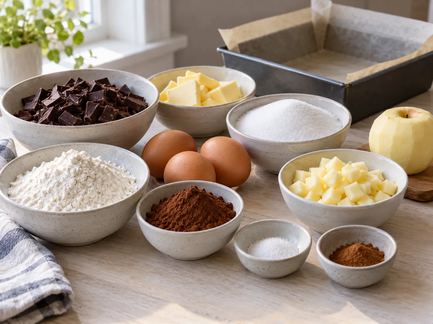 dark chocolate, chopped, unsalted butter, softened, granulated sugar, large eggs