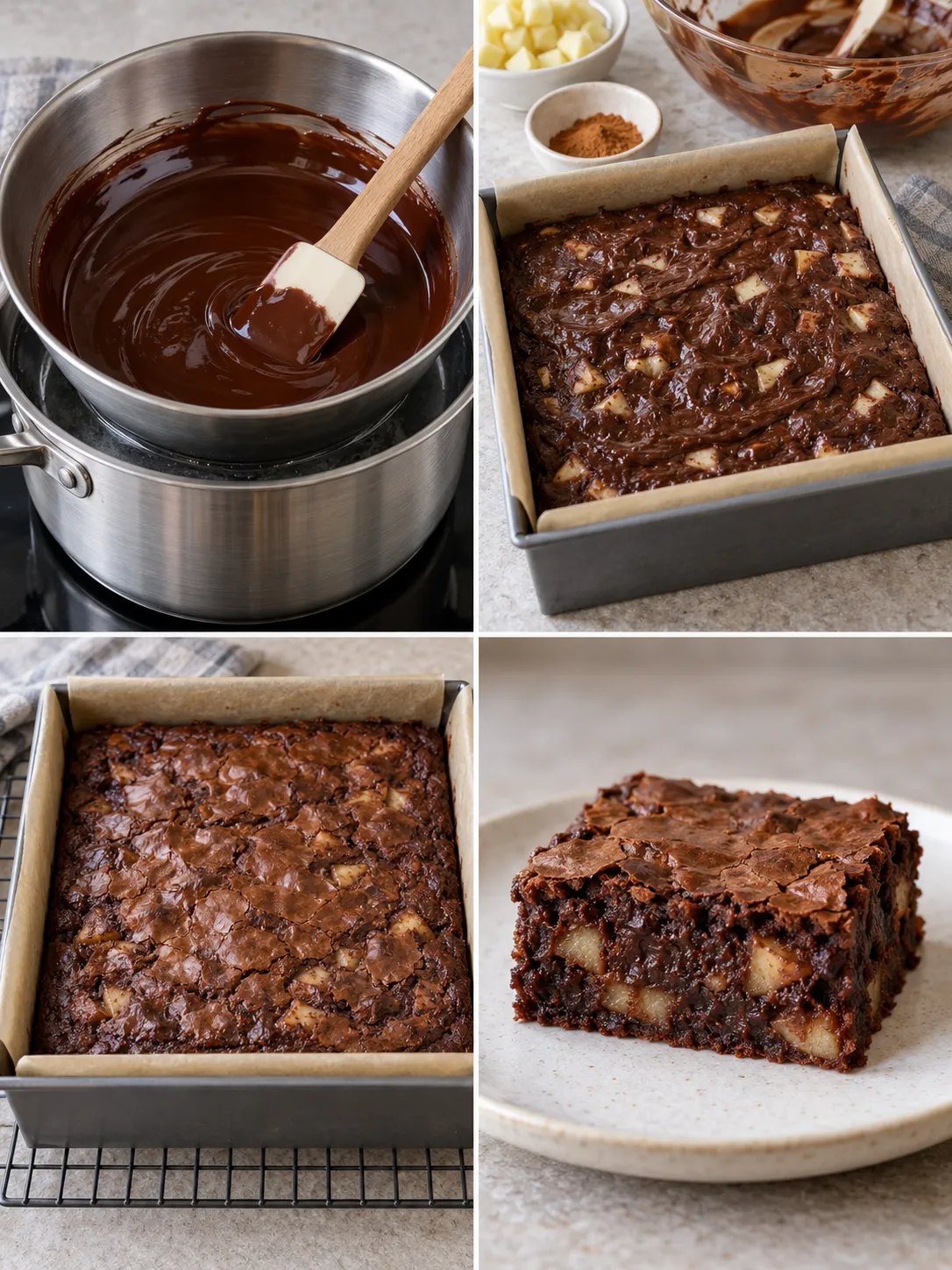 Brownies with cinnamon and apple