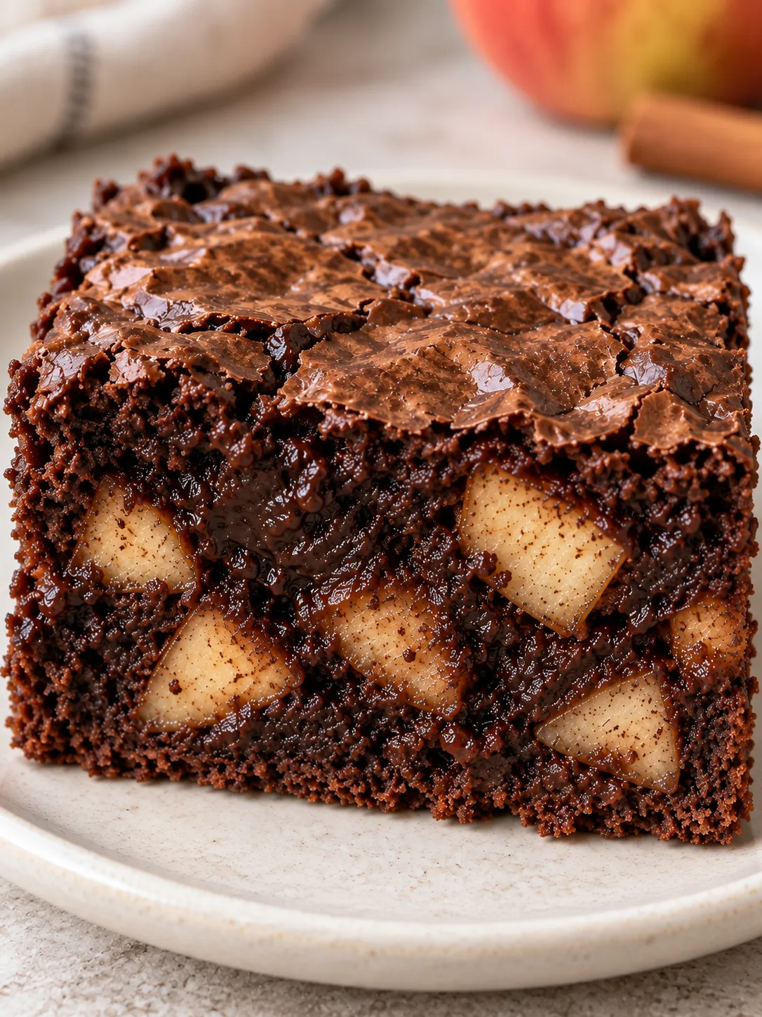 Brownies with cinnamon and apple