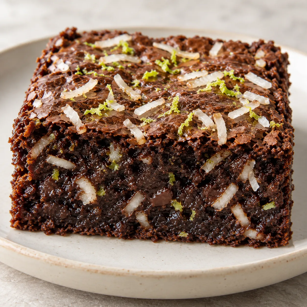 Brownies with coconut and lime