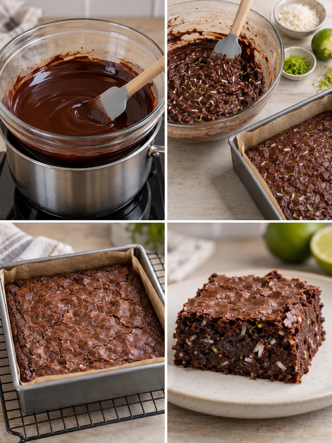 Brownies with coconut and lime