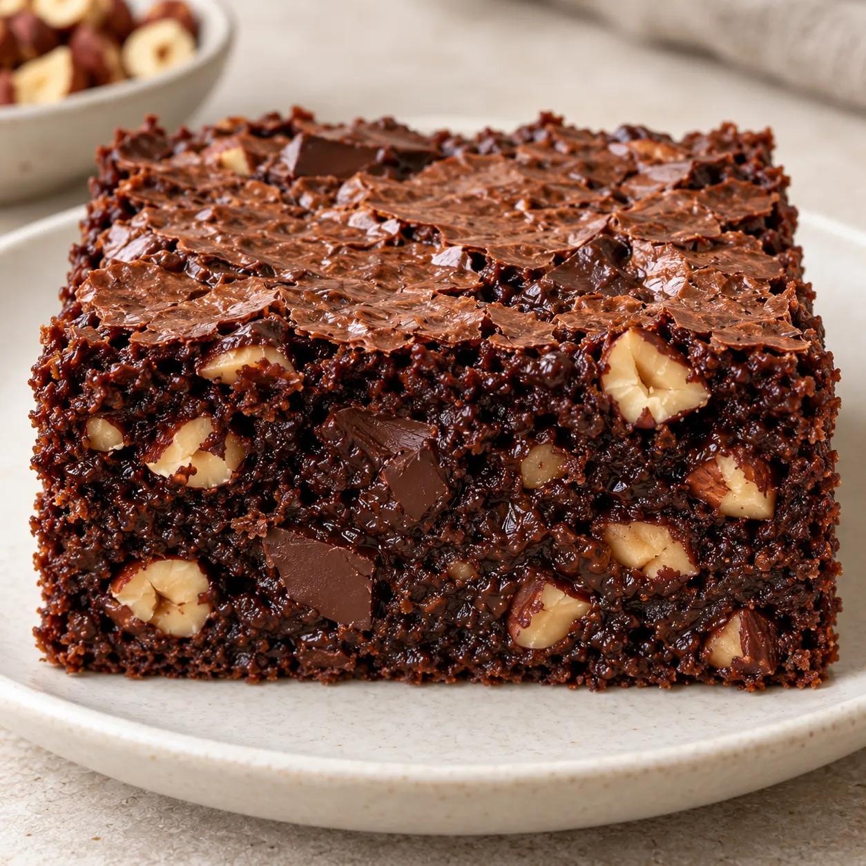 Brownies with chocolate and hazelnuts