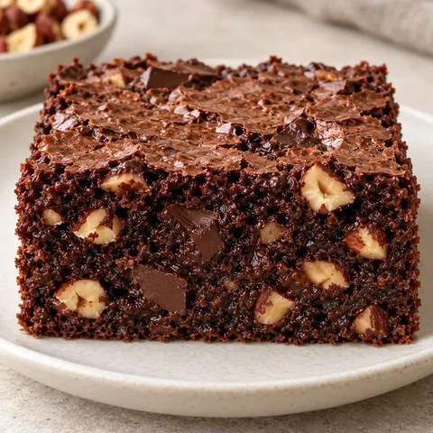 Brownies with chocolate and hazelnuts