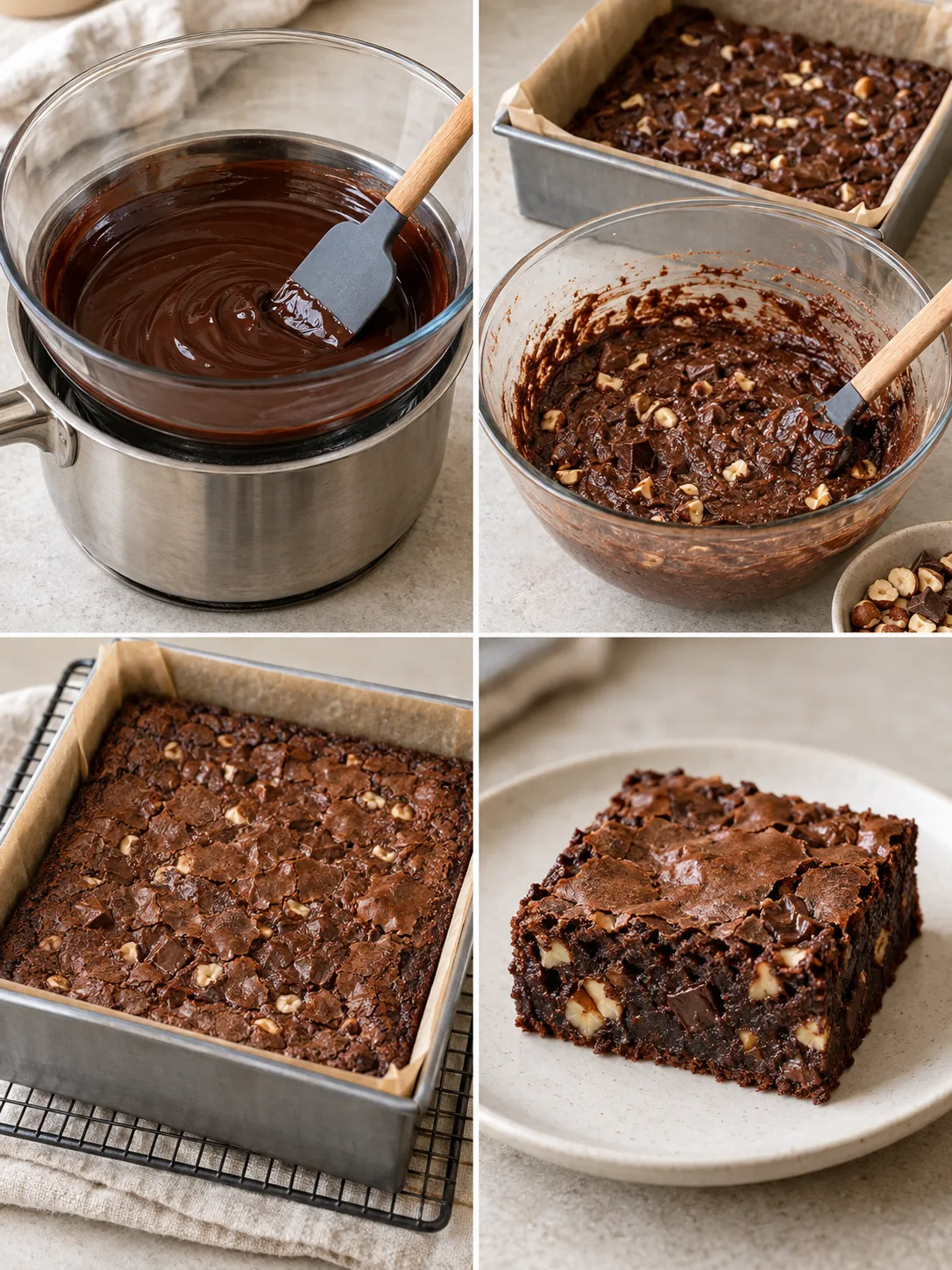 Brownies with chocolate and hazelnuts