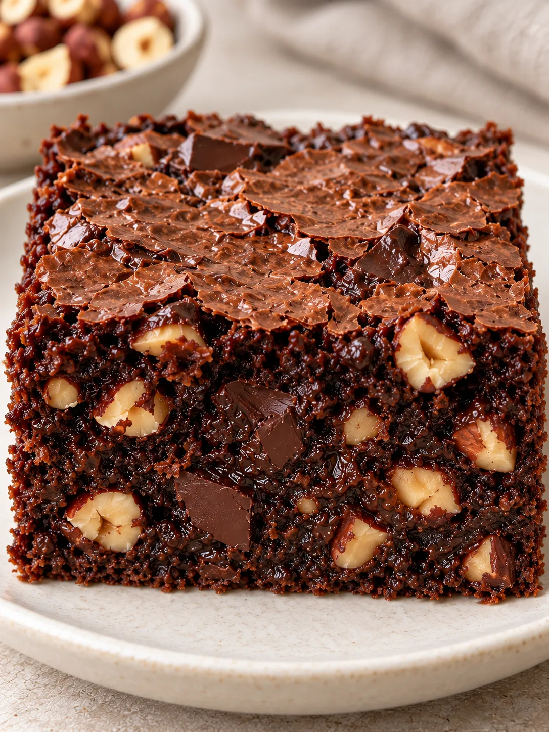 Brownies with chocolate and hazelnuts