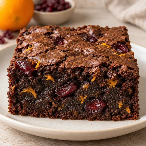 Brownies with cranberries and orange