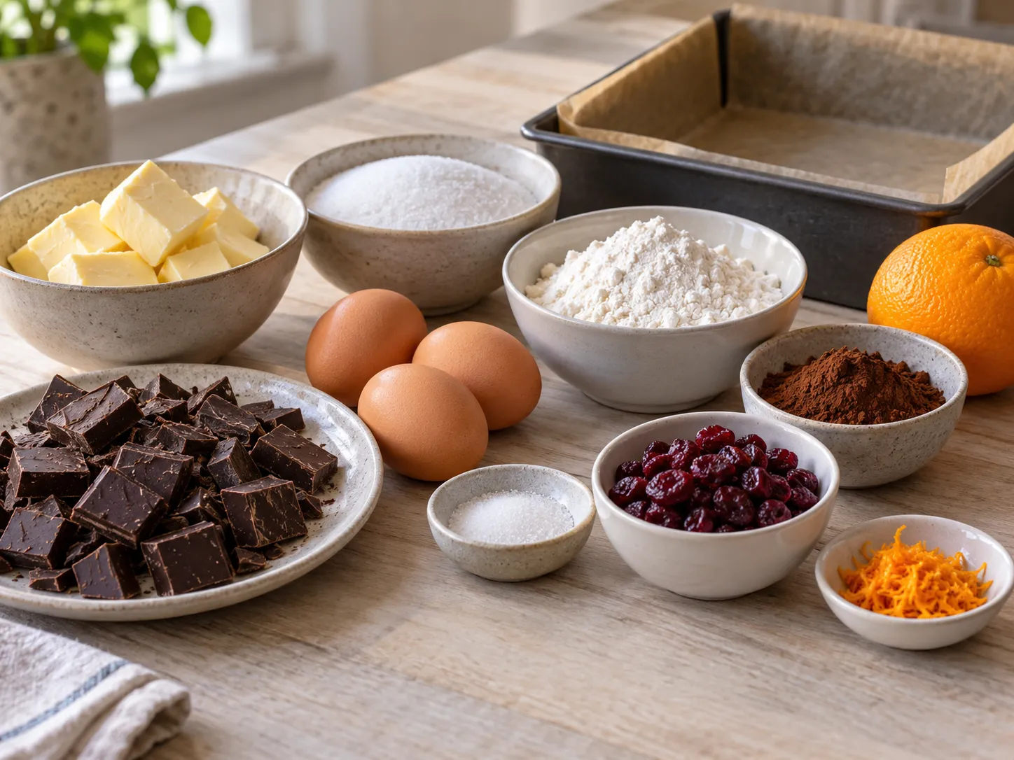 dark chocolate, chopped, unsalted butter, softened, granulated sugar, large eggs