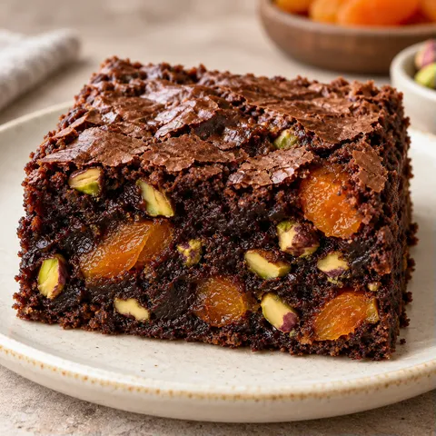 Brownies with apricots and pistachios