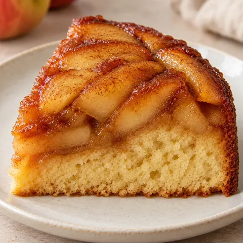 Upside-down fruit cake with apple and cinnamon