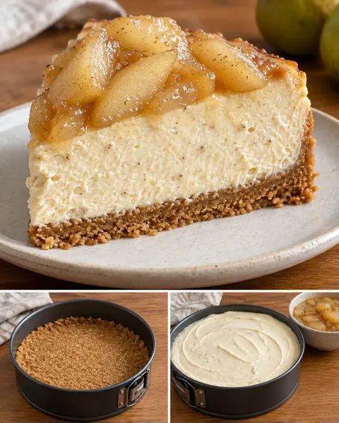 Baked cheesecake with pear and cardamom