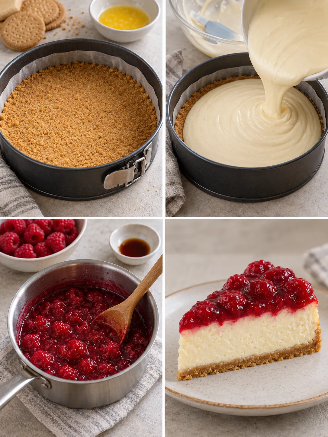 Baked cheesecake with raspberries and vanilla - My Home Made Recipe