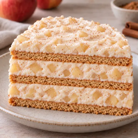 No-bake biscuit cake with cinnamon and apple