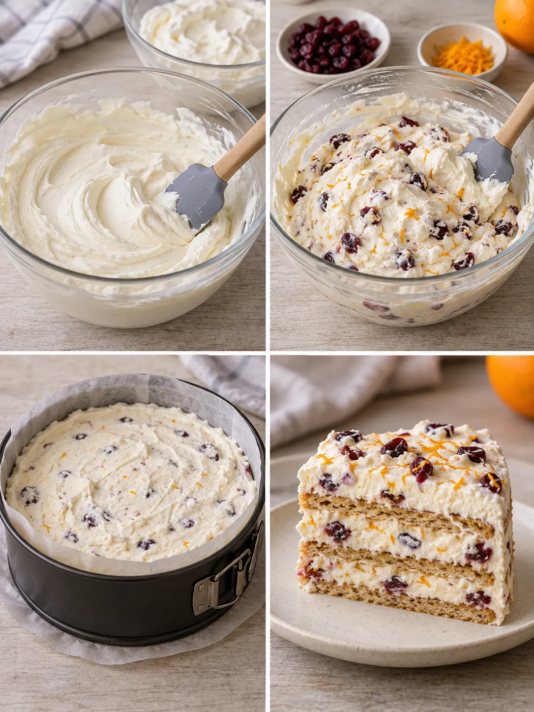 No-bake biscuit cake with cranberries and orange