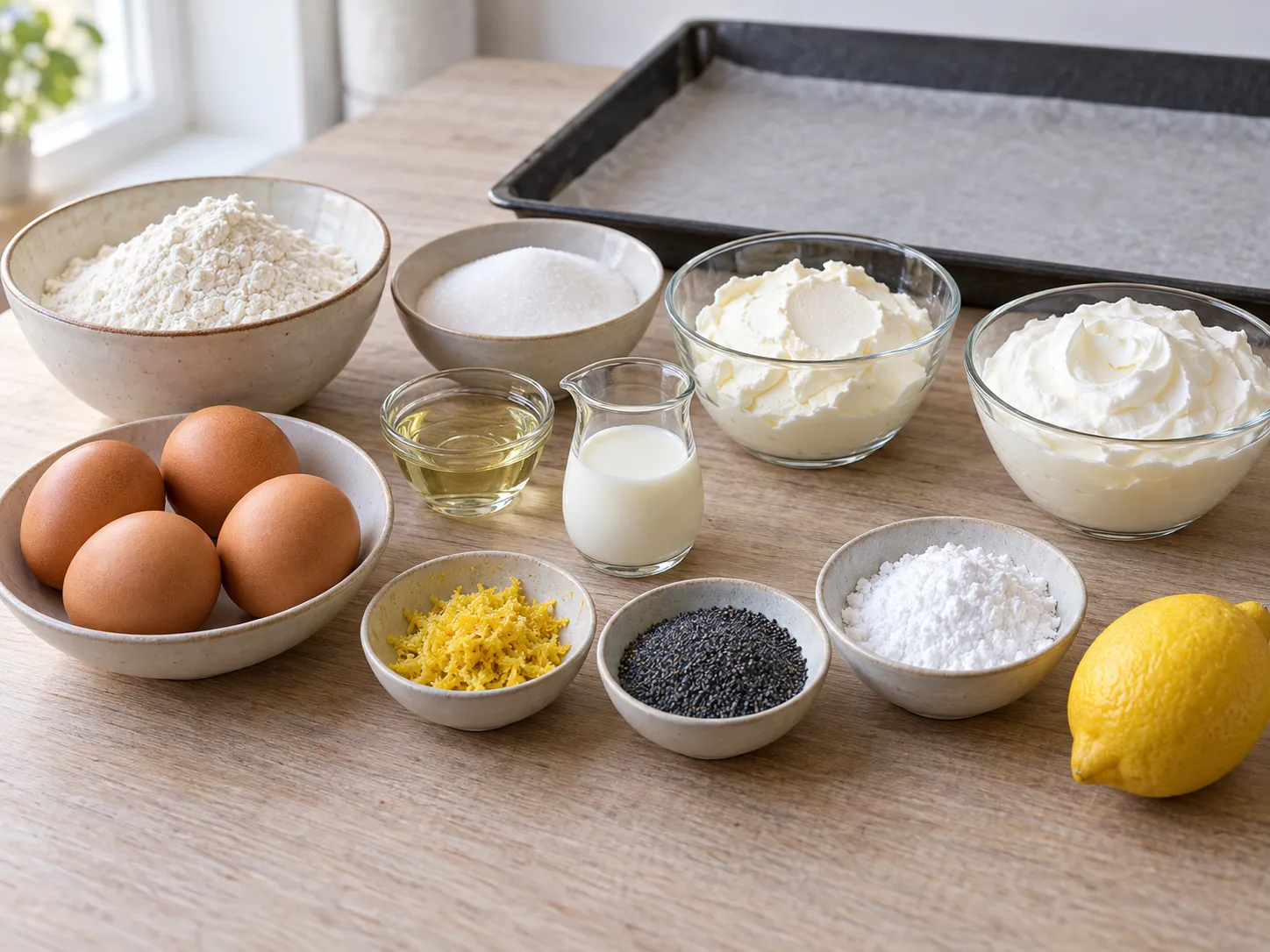 large eggs, granulated sugar, all-purpose wheat flour, neutral sunflower oil