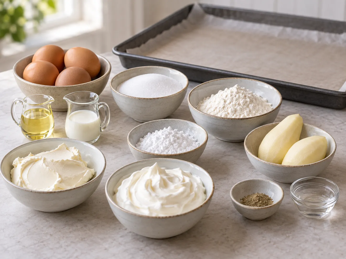 large eggs, granulated sugar, all-purpose wheat flour, neutral sunflower oil