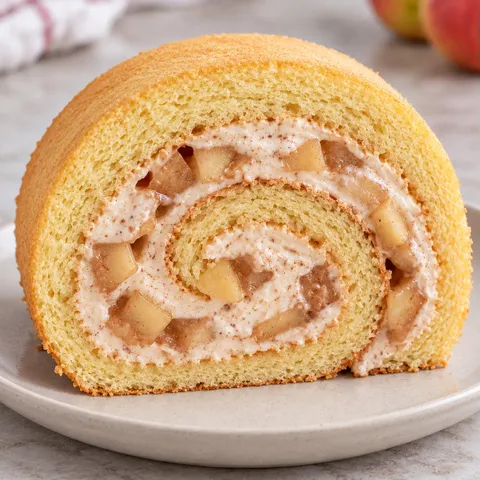 Sponge roll with cinnamon and apple