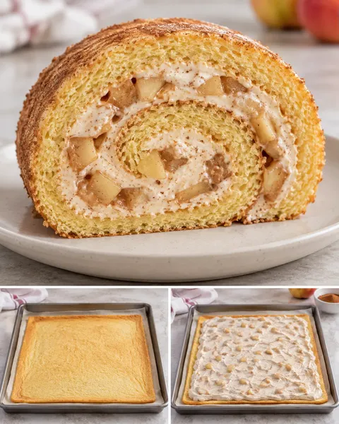 Sponge roll with cinnamon and apple