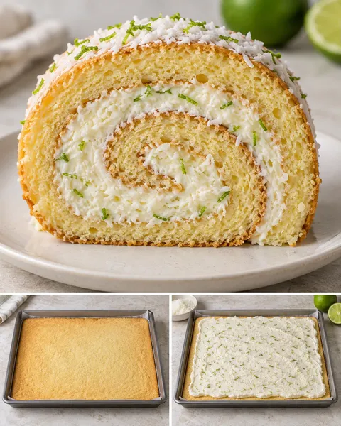 Sponge roll with coconut and lime