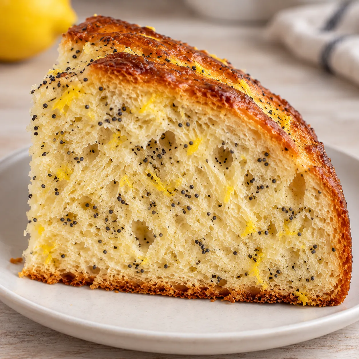 Sweet yeast cake with lemon and poppy seeds