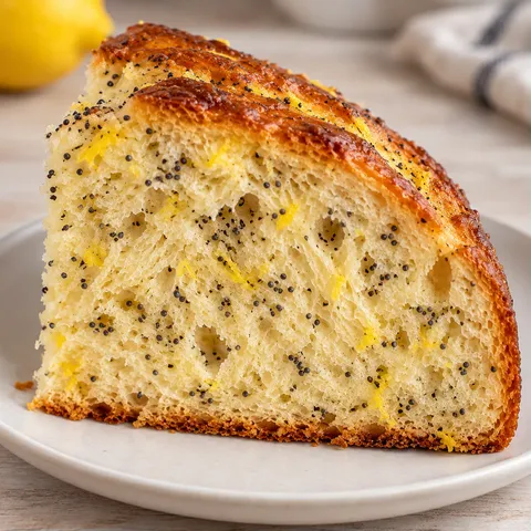 Sweet yeast cake with lemon and poppy seeds