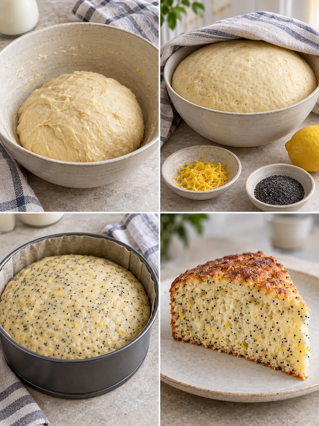 Sweet yeast cake with lemon and poppy seeds