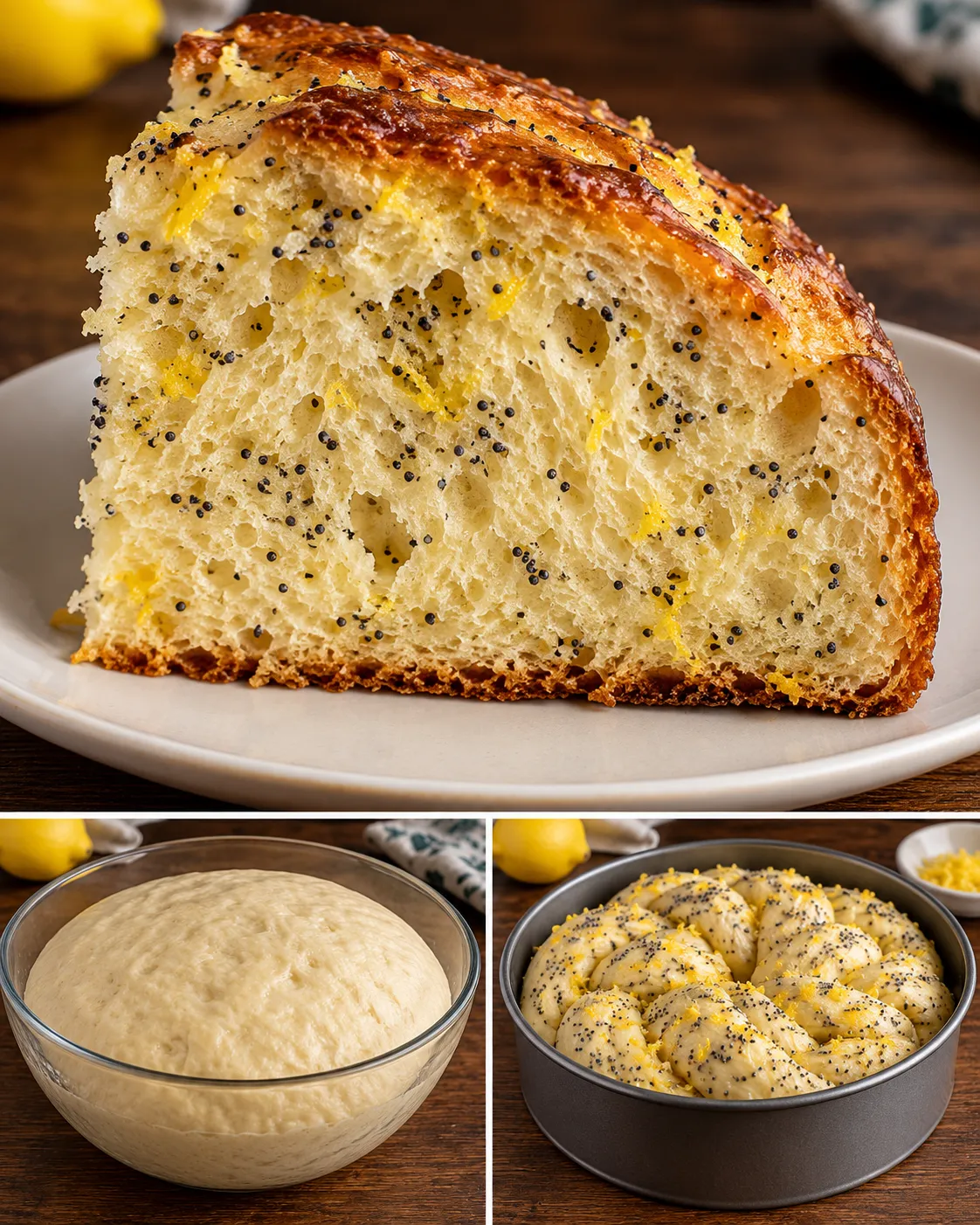 Sweet yeast cake with lemon and poppy seeds