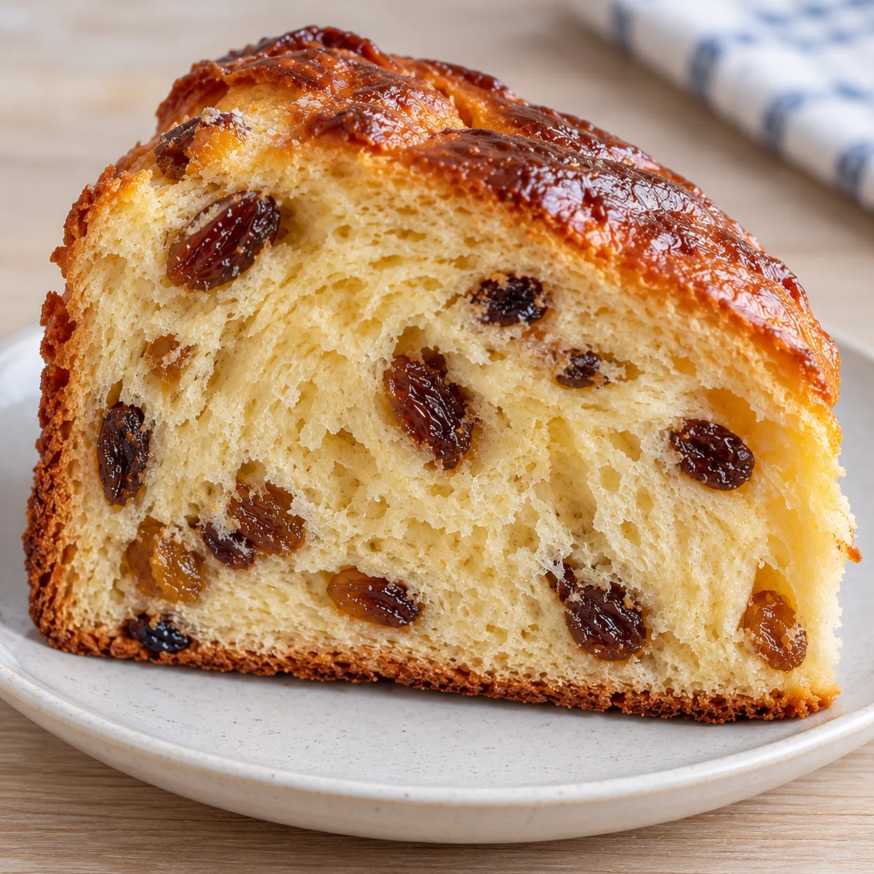 Sweet yeast cake with vanilla and raisins
