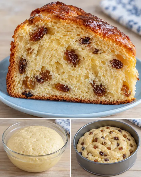 Sweet yeast cake with vanilla and raisins