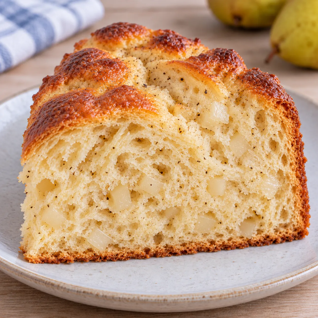 Sweet yeast cake with cardamom and pear
