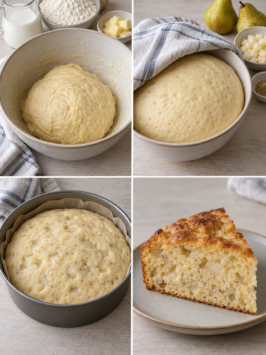 Sweet yeast cake with cardamom and pear