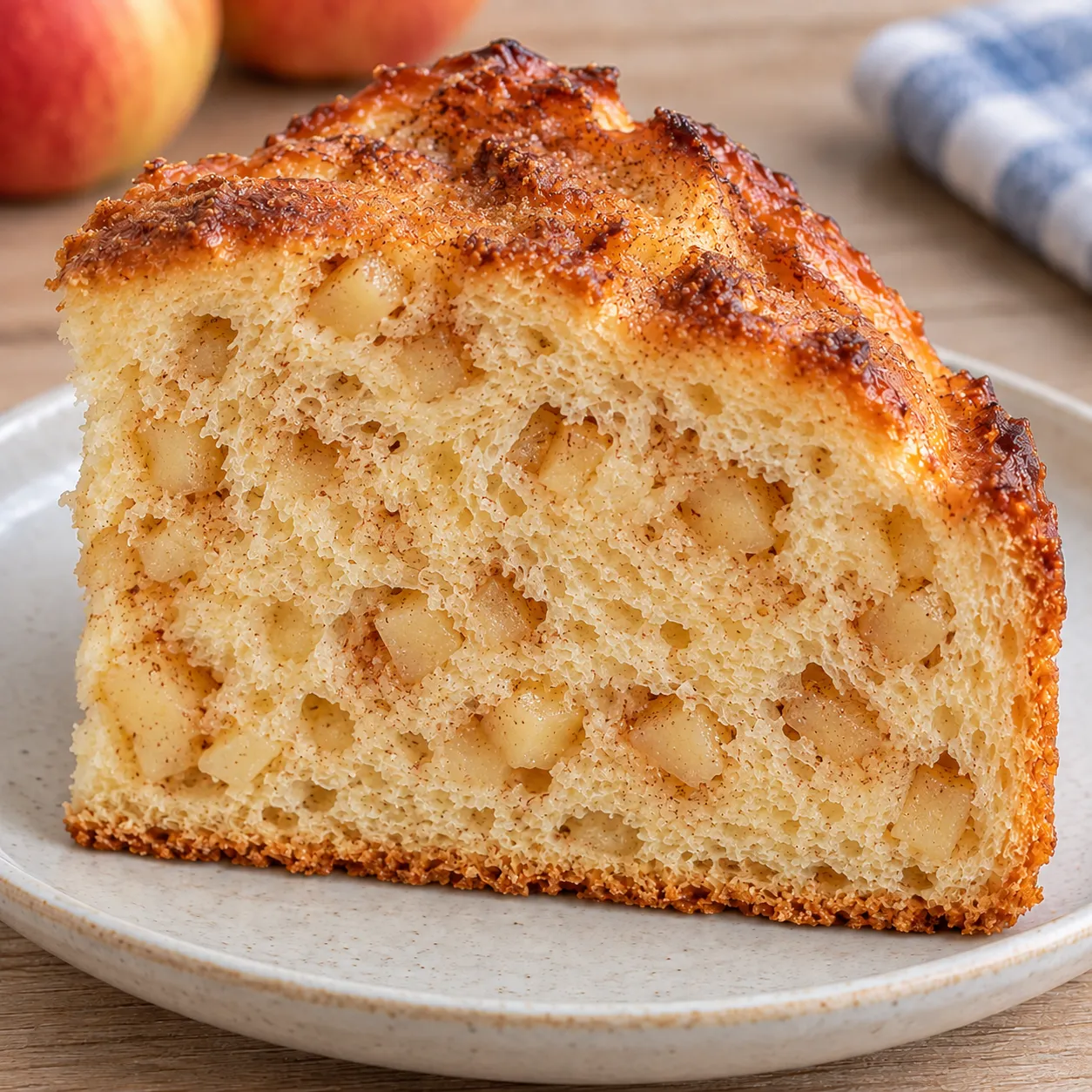 Sweet yeast cake with cinnamon and apple