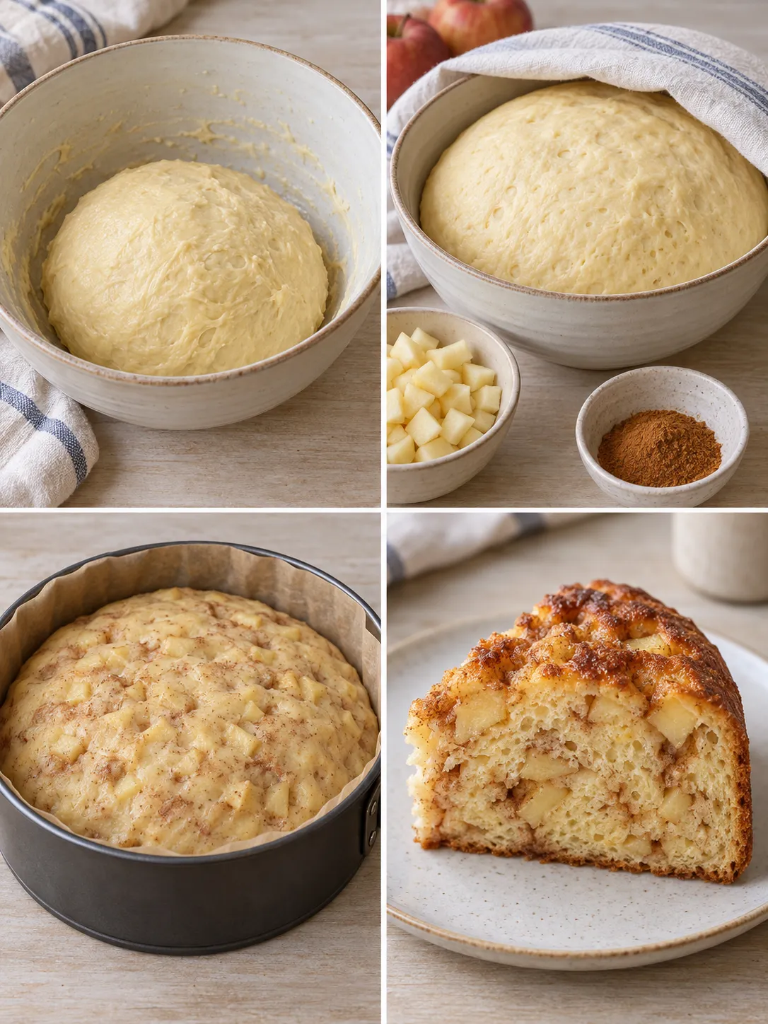 Sweet yeast cake with cinnamon and apple