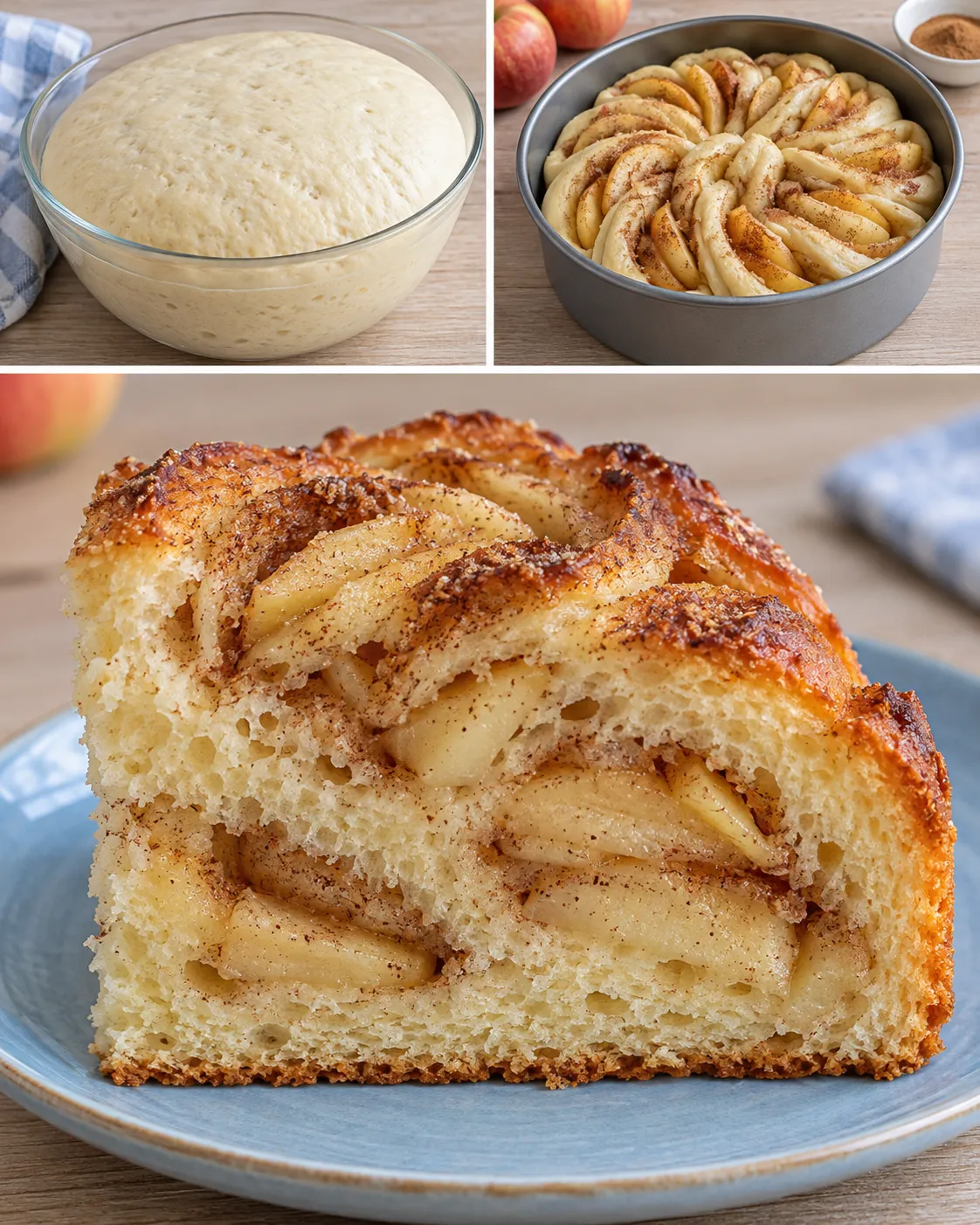Sweet yeast cake with cinnamon and apple