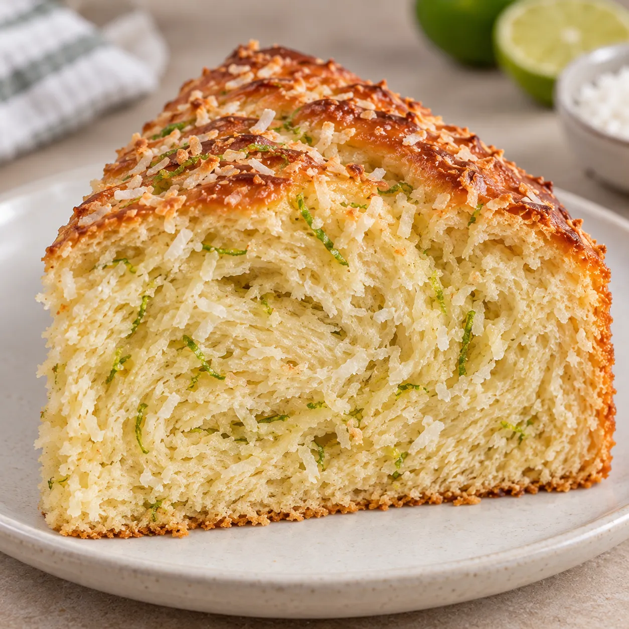 Sweet yeast cake with coconut and lime