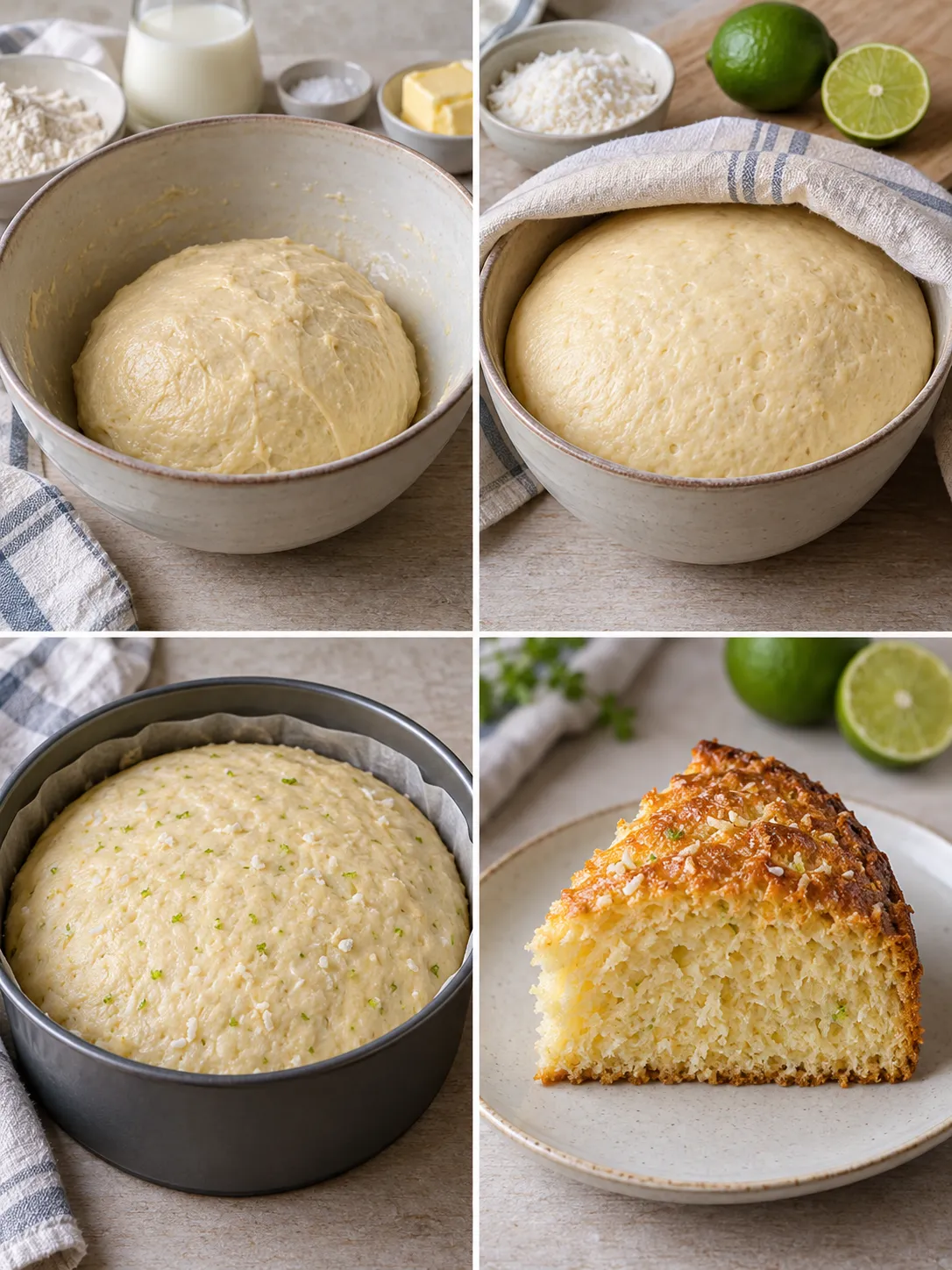 Sweet yeast cake with coconut and lime