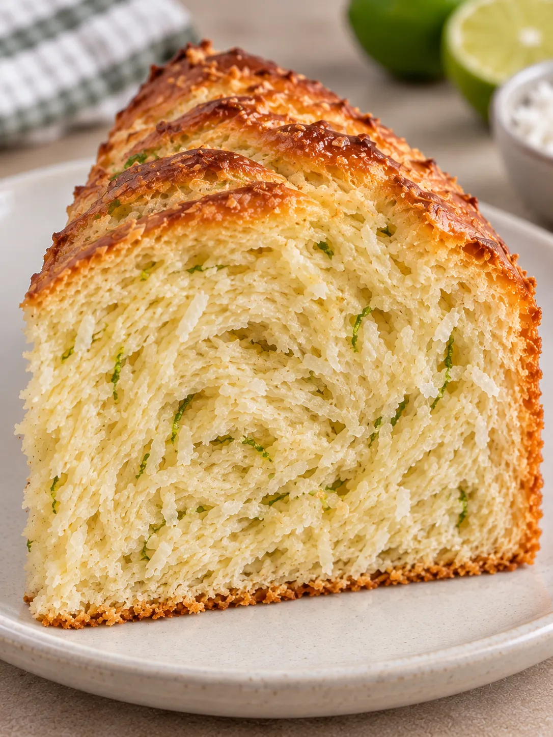 Sweet yeast cake with coconut and lime