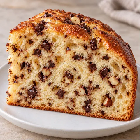 Sweet yeast cake with chocolate and hazelnuts