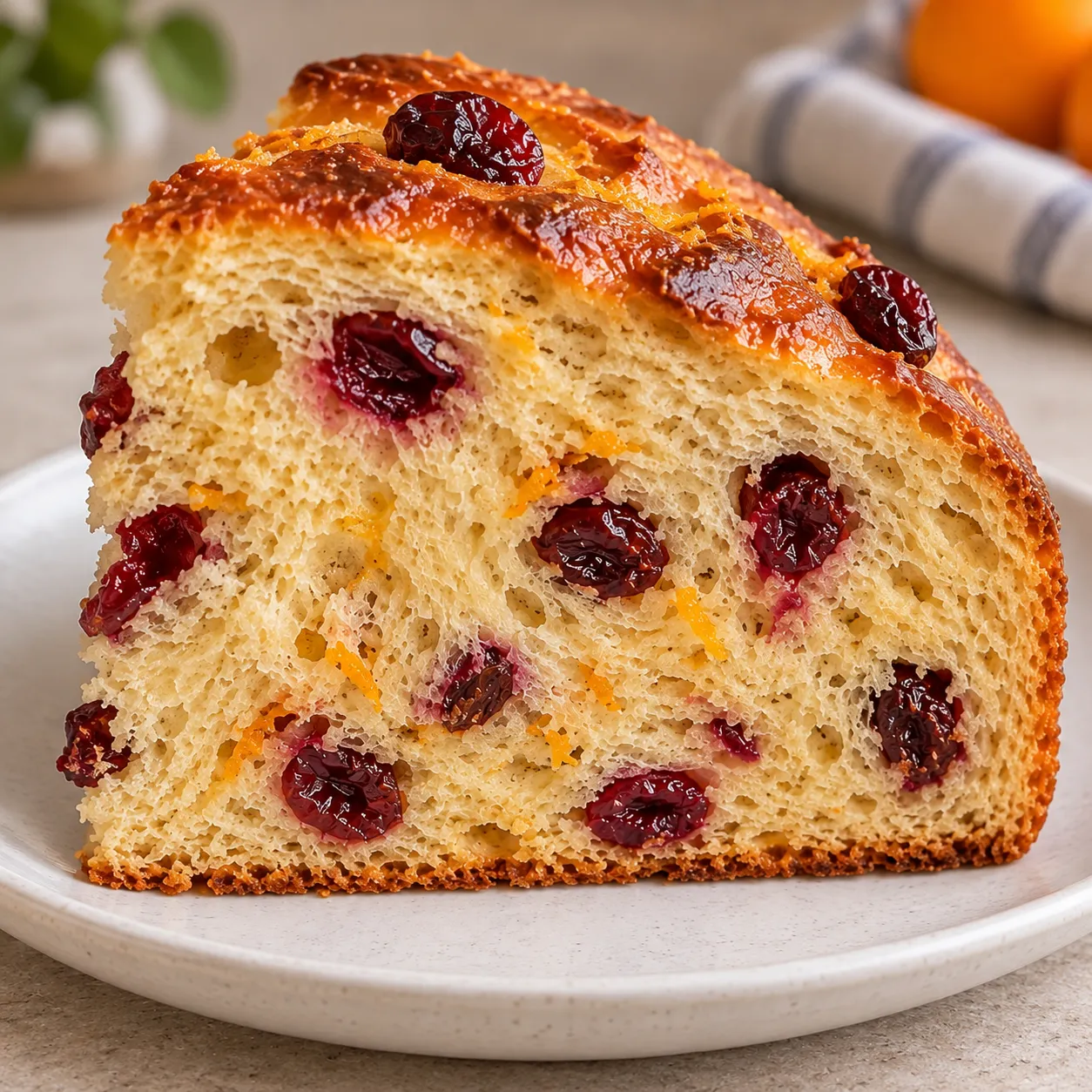 Sweet yeast cake with cranberries and orange