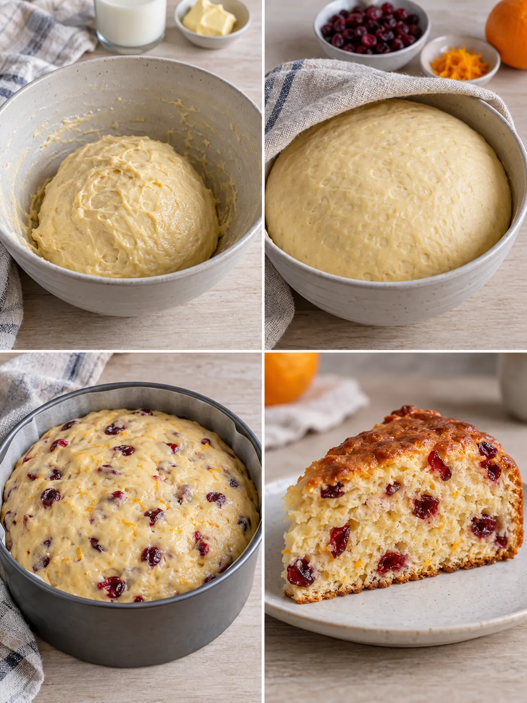 Sweet yeast cake with cranberries and orange