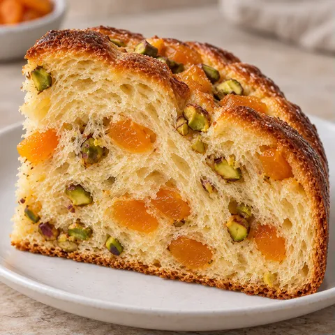 Sweet yeast cake with apricots and pistachios