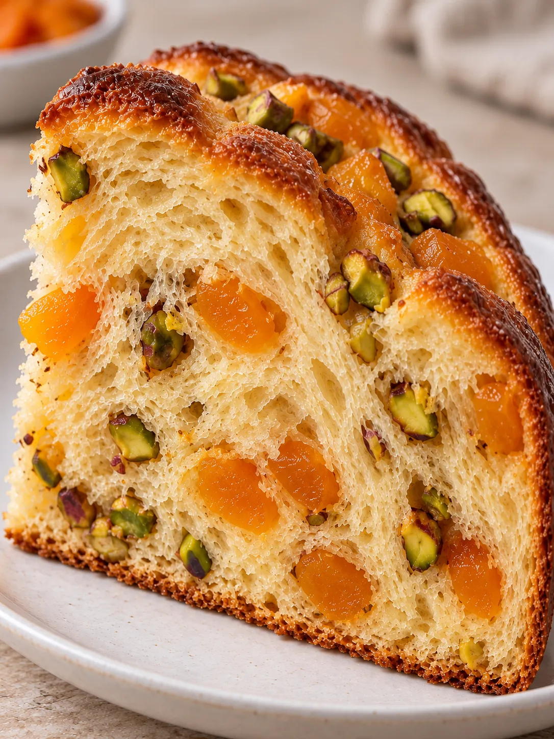 Sweet yeast cake with apricots and pistachios