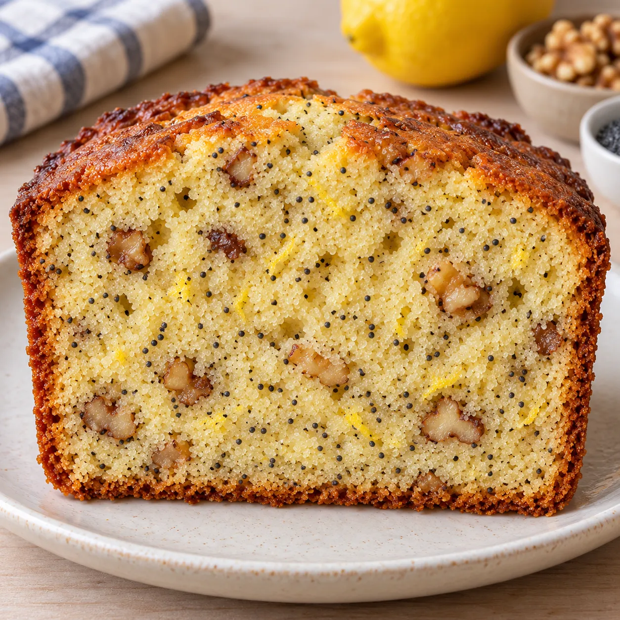 Butter loaf with lemon and poppy seeds — walnuts
