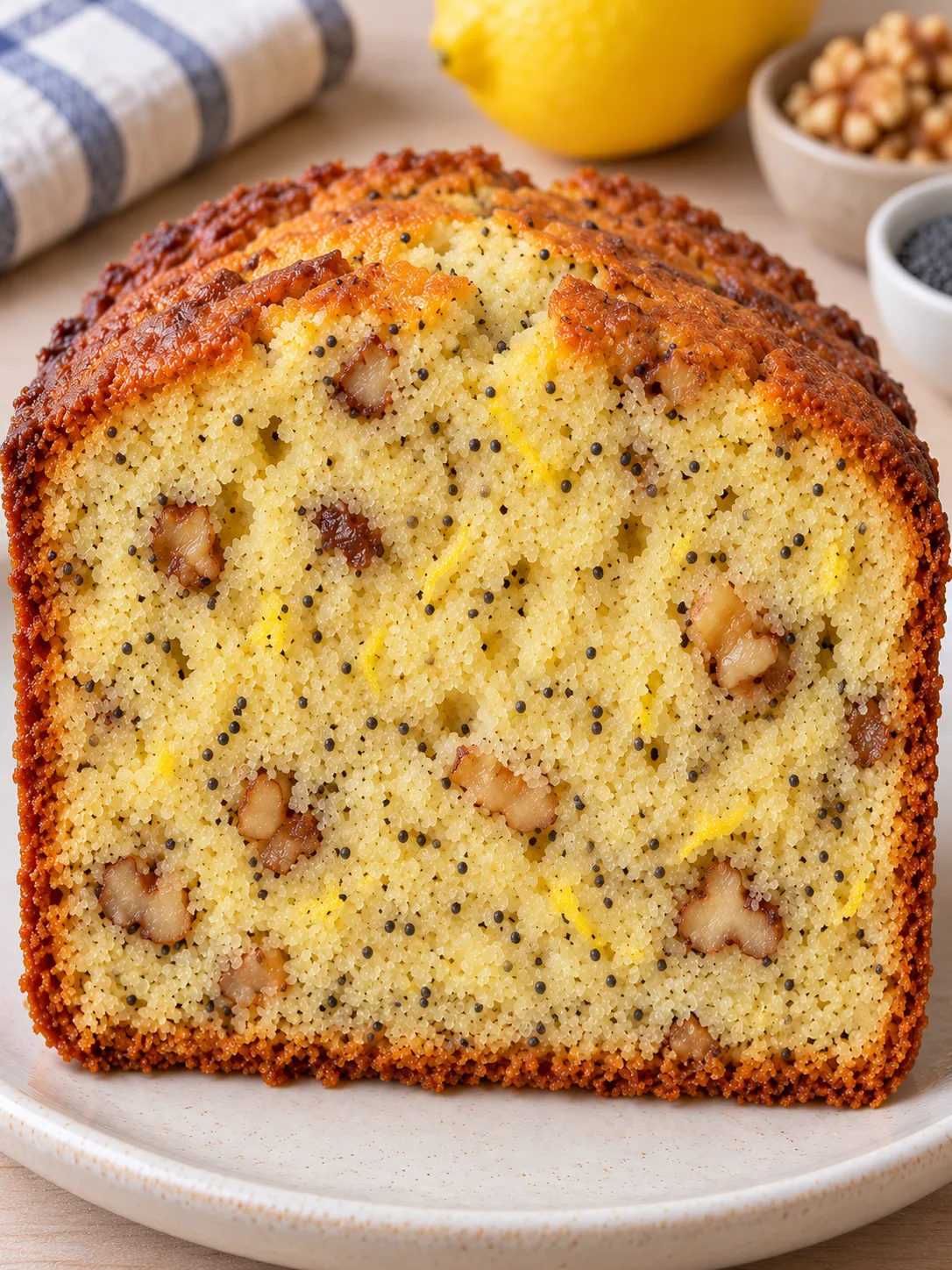 Butter loaf with lemon and poppy seeds — walnuts